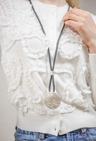 Rubber Necklace with Zamak Pendant in Silver-Plated