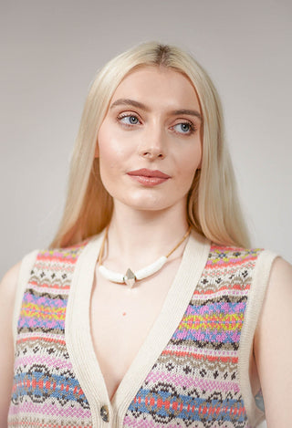 Cork Necklace with Brass Pendant in Silver Coloured