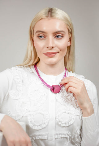 PVC Choker with Resin Square Bead in Purple