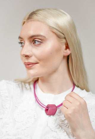 PVC Choker with Resin Square Bead in Purple