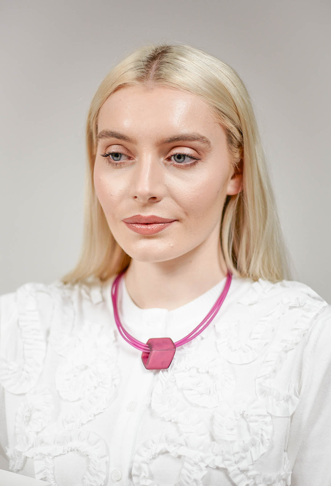 PVC Choker with Resin Square Bead in Purple