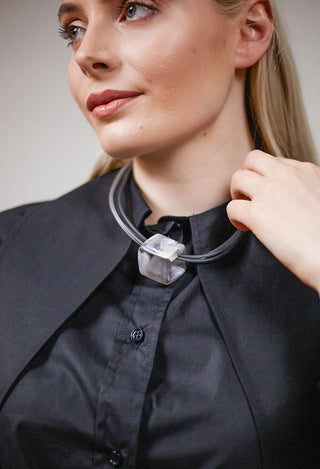 PVC Choker with Resin Square Bead in Grey