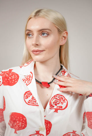 PVC Choker with Resin Square Bead in Black Red