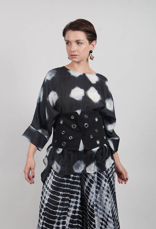 Rene Round Neck Top in Black and White