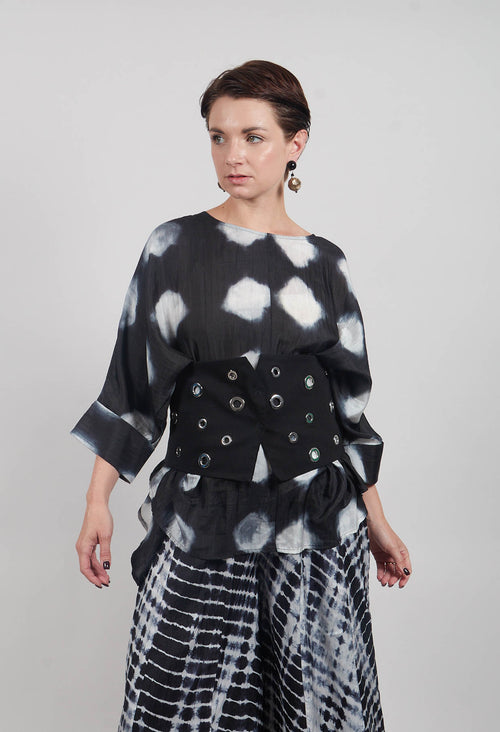 Rene Round Neck Top in Black and White