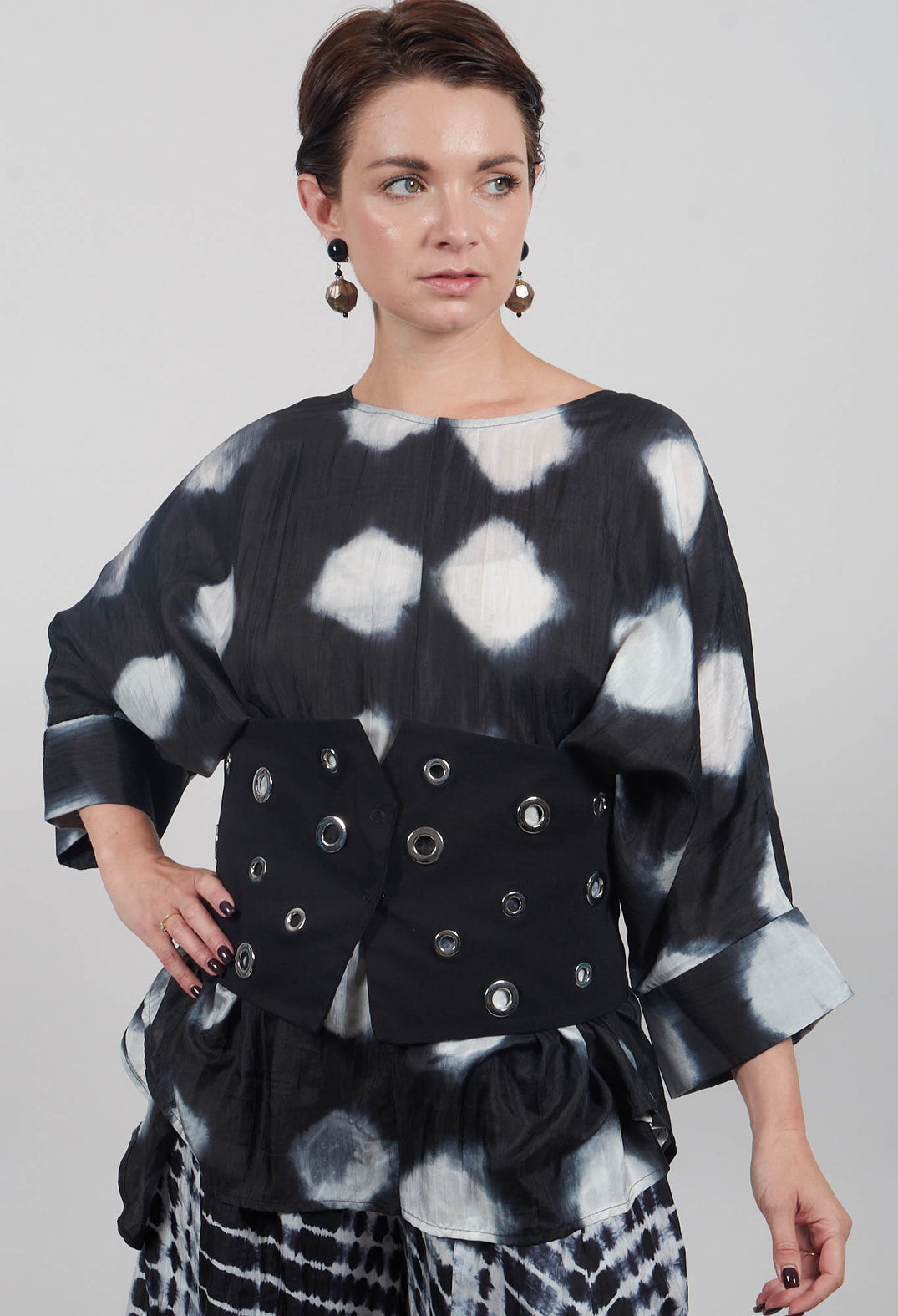 Rene Round Neck Top in Black and White