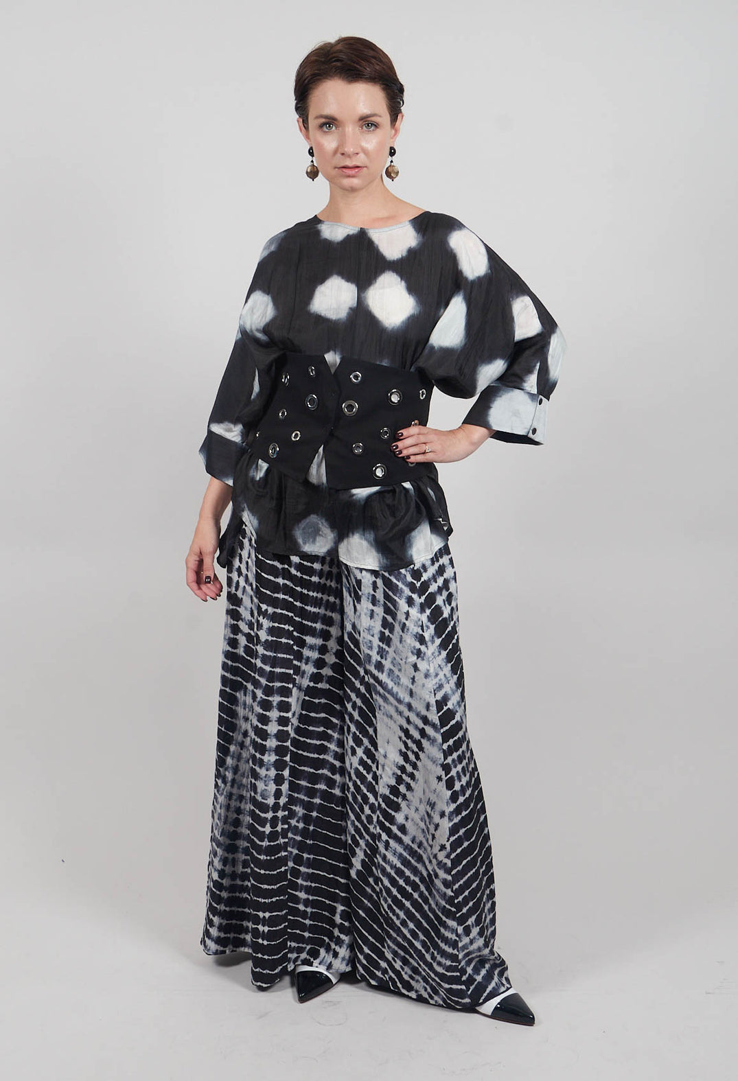 Rene Round Neck Top in Black and White