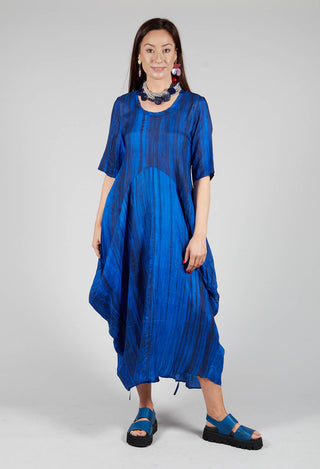 Miriam Dress Round Neck in Blue and Cobalt