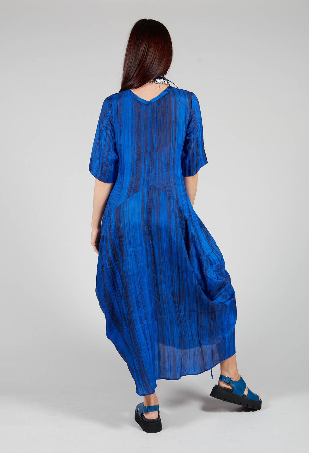 Miriam Dress Round Neck in Blue and Cobalt