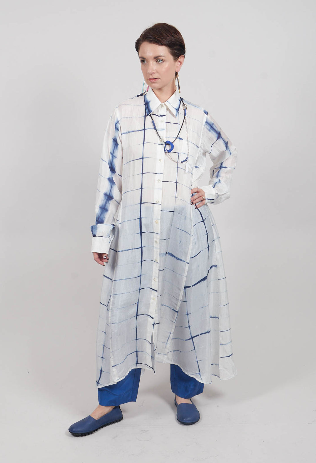 Roberta Chemisier in Blue and Cream