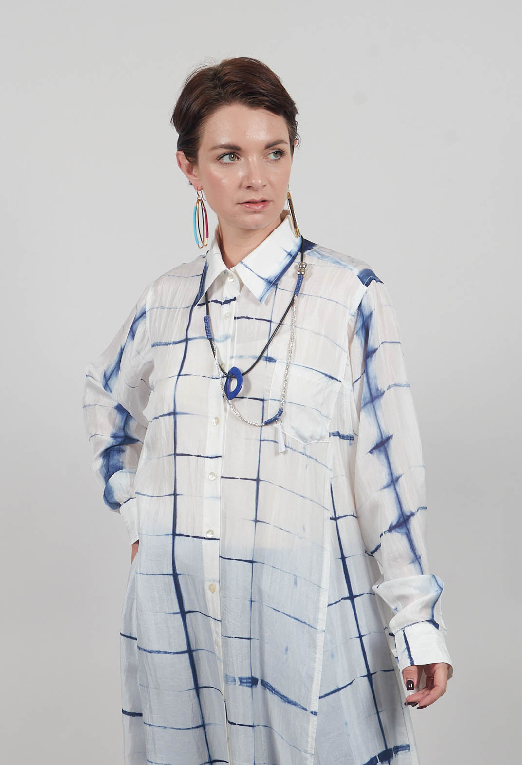 Roberta Chemisier in Blue and Cream