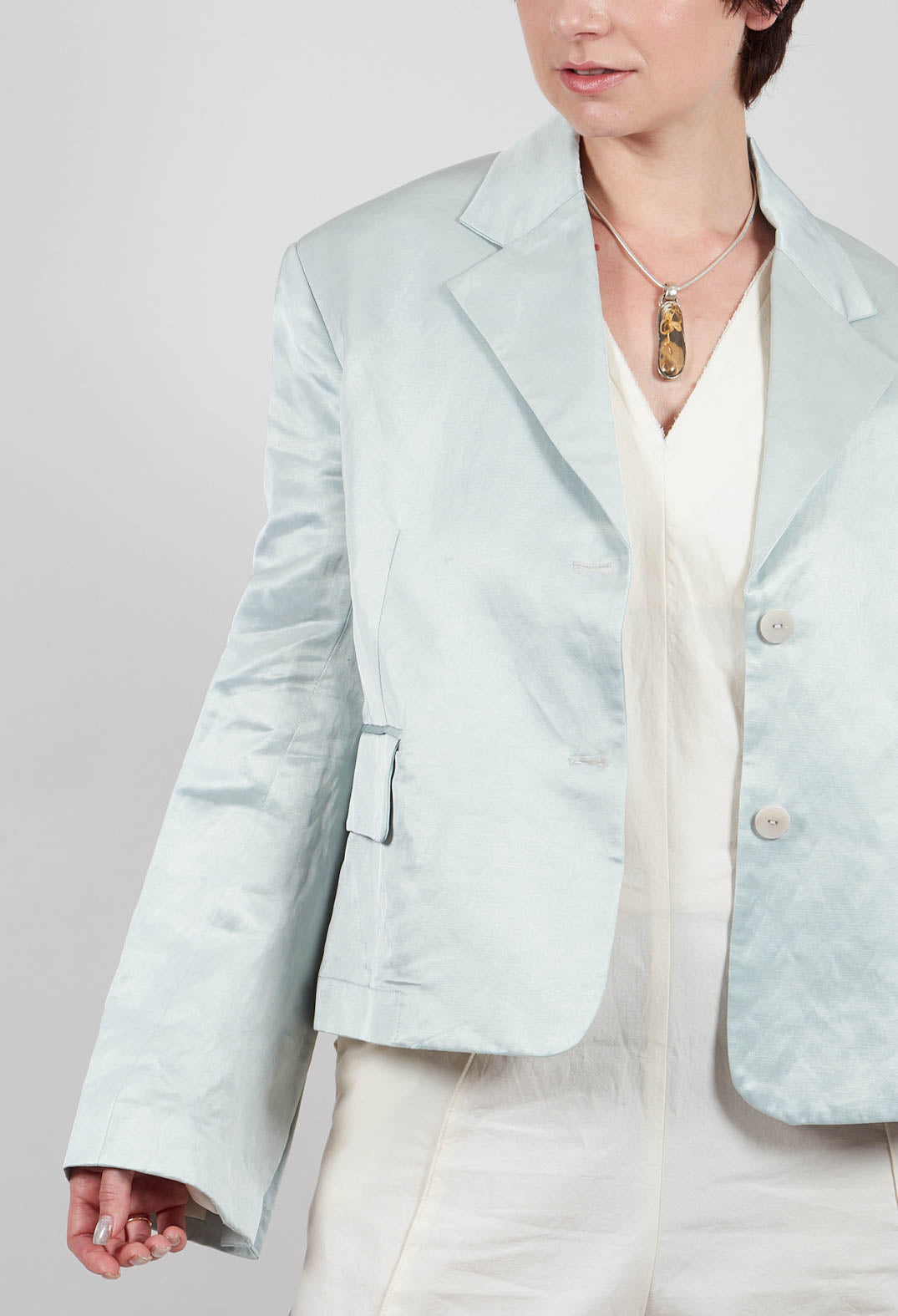 Satin Jacket in Blue Baby