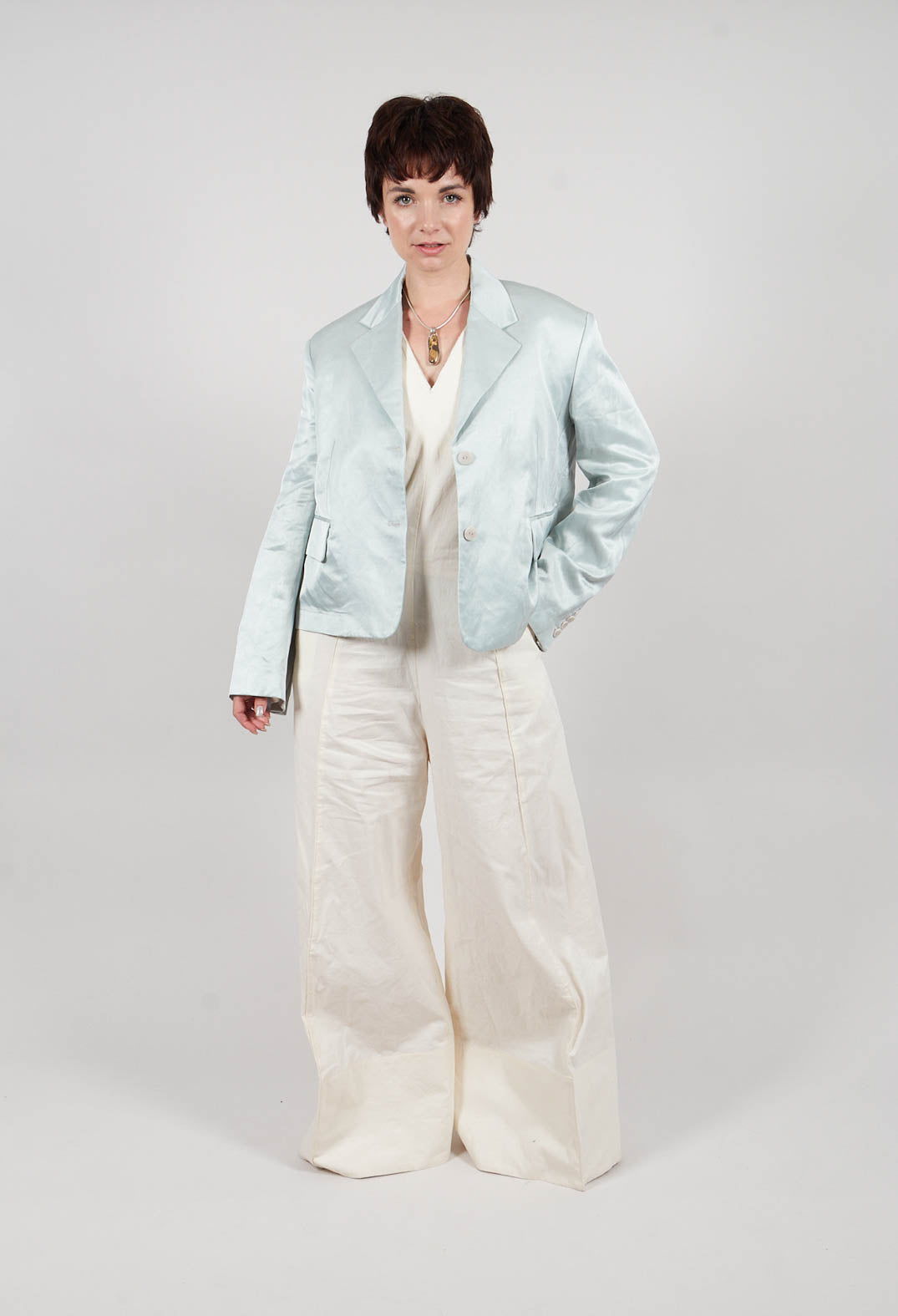 Satin Jacket in Blue Baby