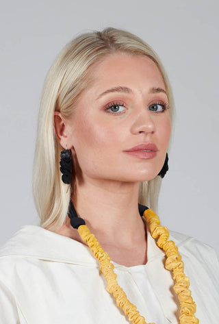 Paper Mache Earrings with Mesh Detail in Nero