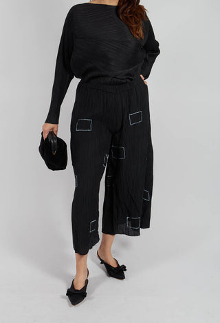 Crinkle Geometric Trousers in Black
