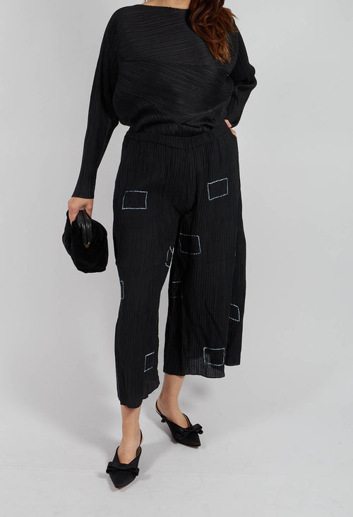 Crinkle Geometric Trousers in Black