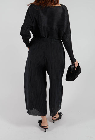Crinkle Geometric Trousers in Black