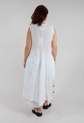3D Flower and Print Dress in White