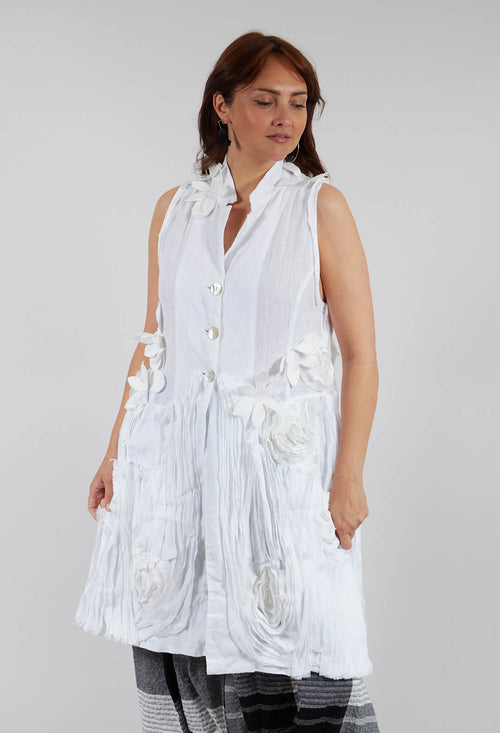 3D Floral Waistcoat in White