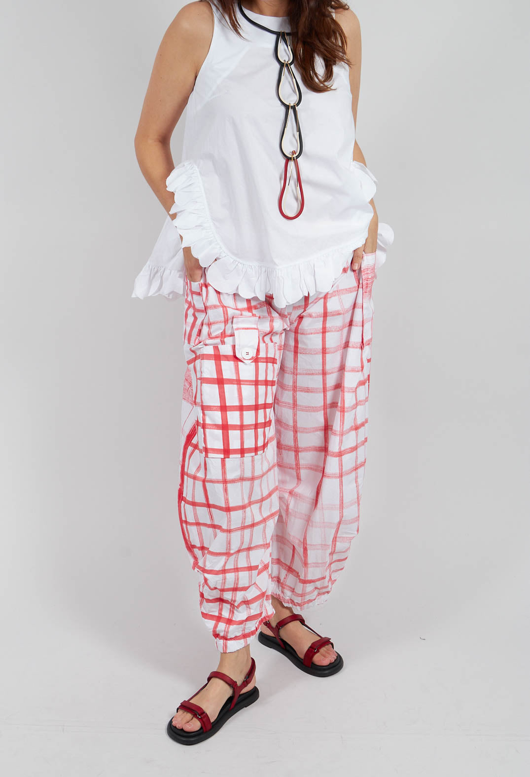 Gingham Picnic Trousers in Red