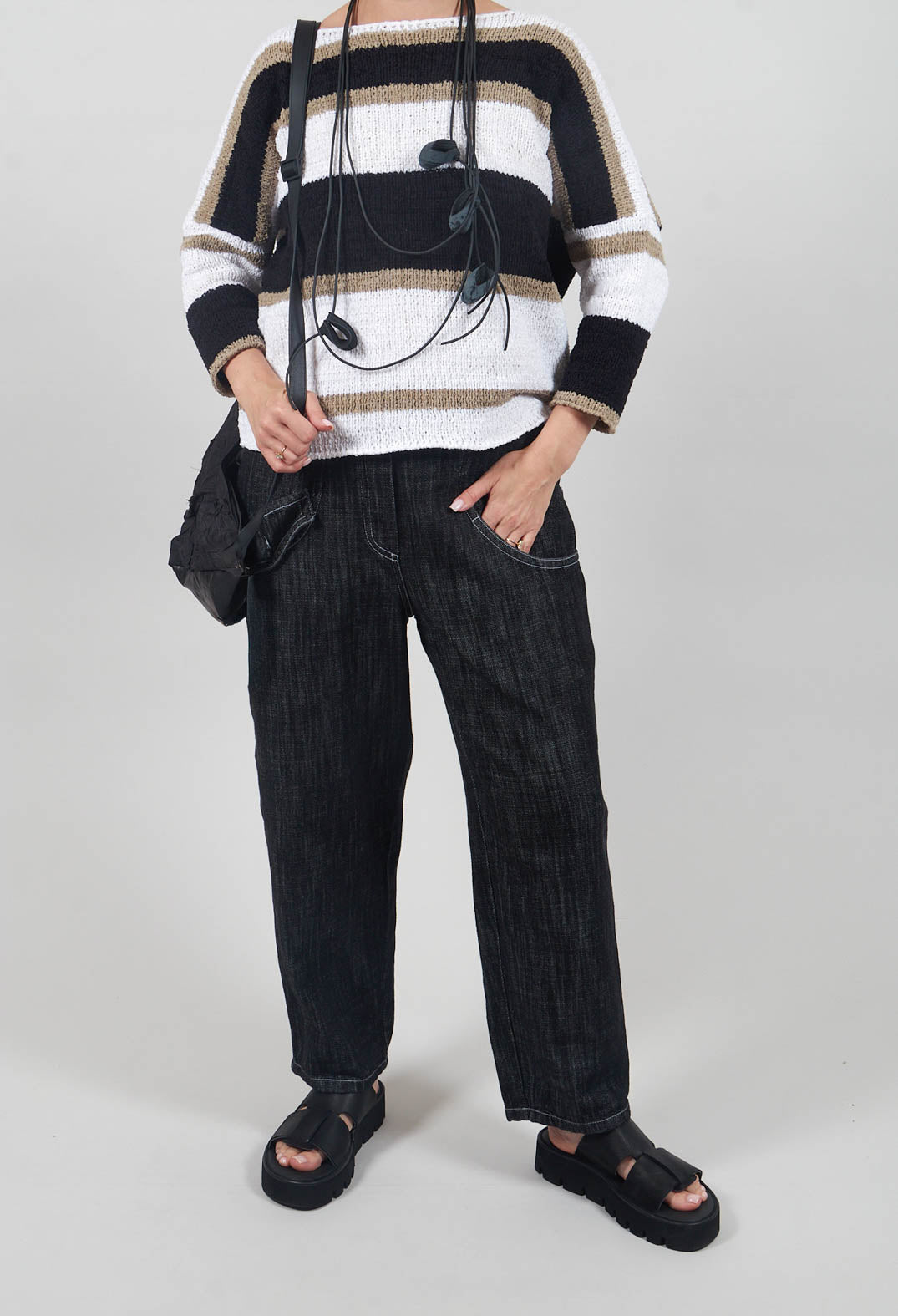 Denim Style Trousers in Black