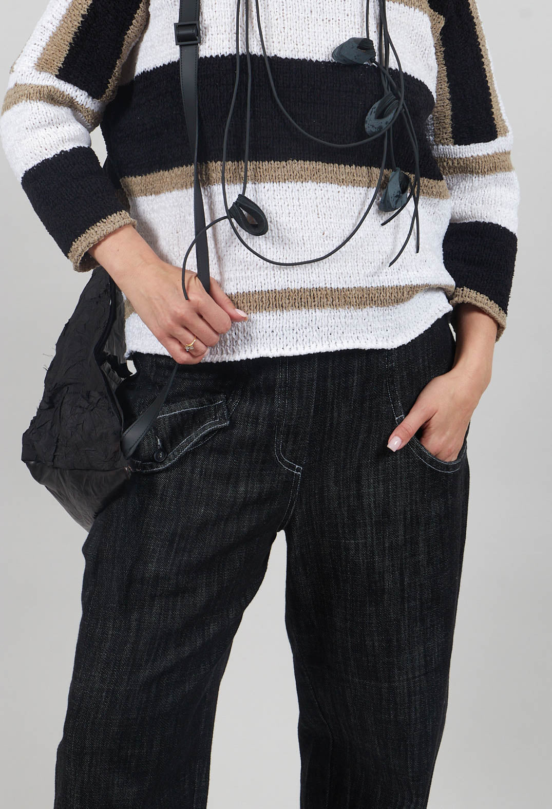 Denim Style Trousers in Black