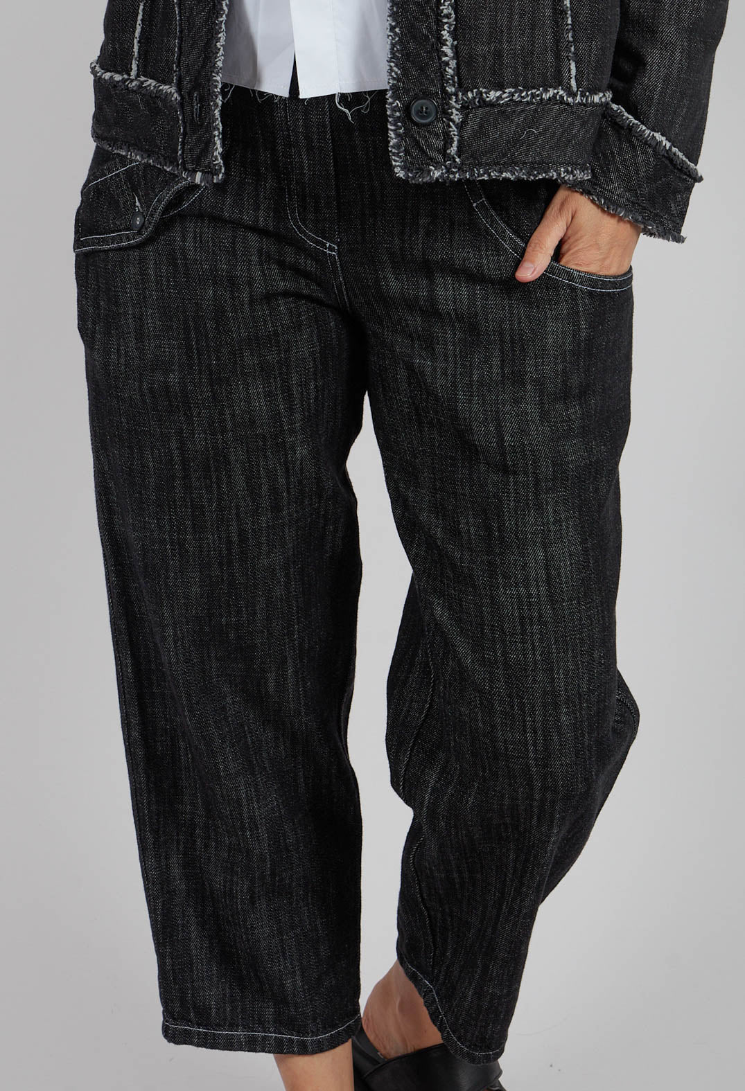 Denim Style Trousers in Black