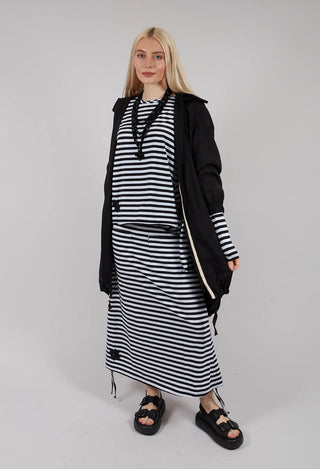 Long Stripe Coat in Black