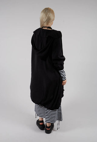 Long Stripe Coat in Black