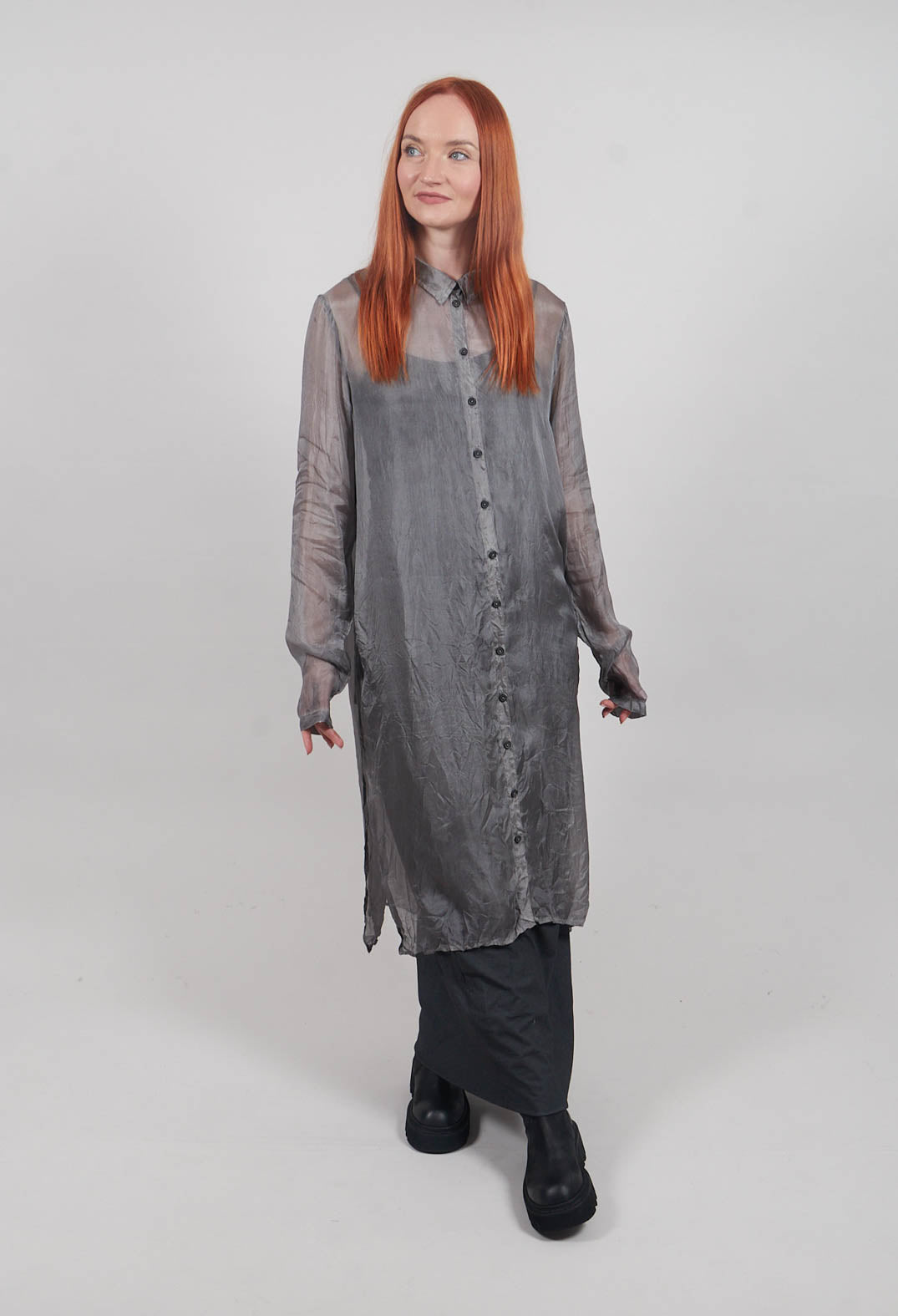 Maxi-Length Bodycon Skirt in Coal Cloud