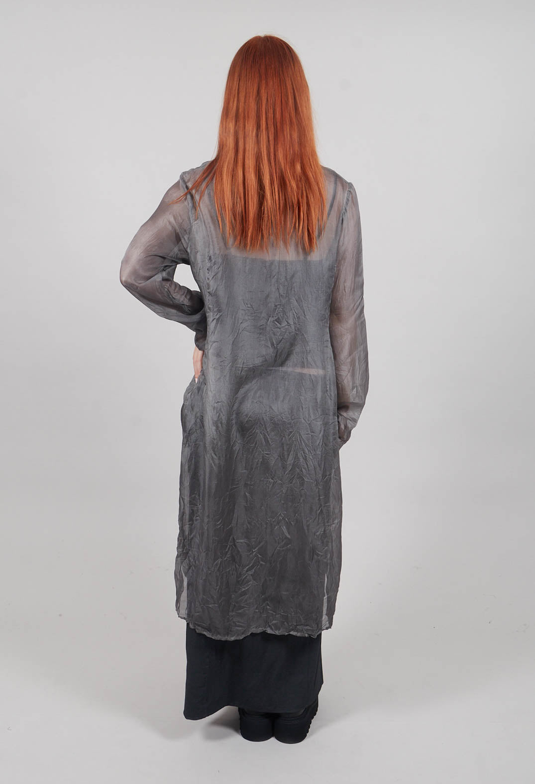 Silk Shirt Dress in Pencil Cloud