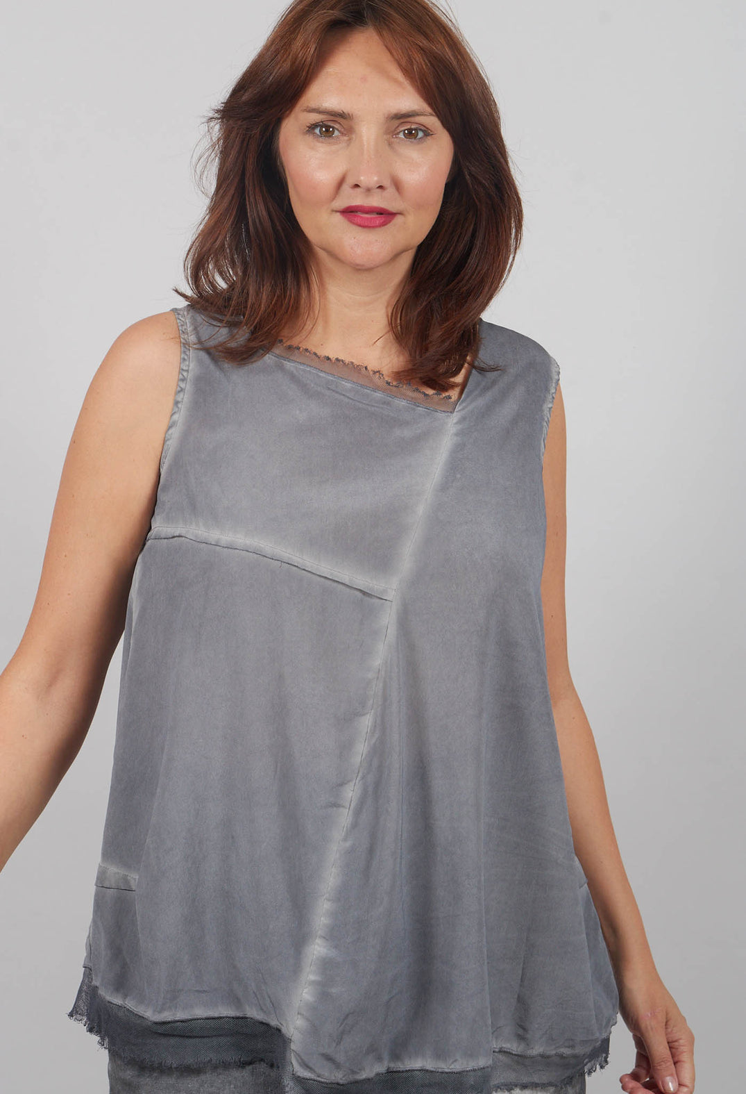 Asymmetrical A-Line Blouse in Pencil Cloud