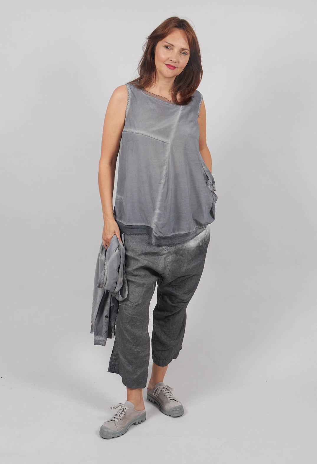 Asymmetrical A-Line Blouse in Pencil Cloud
