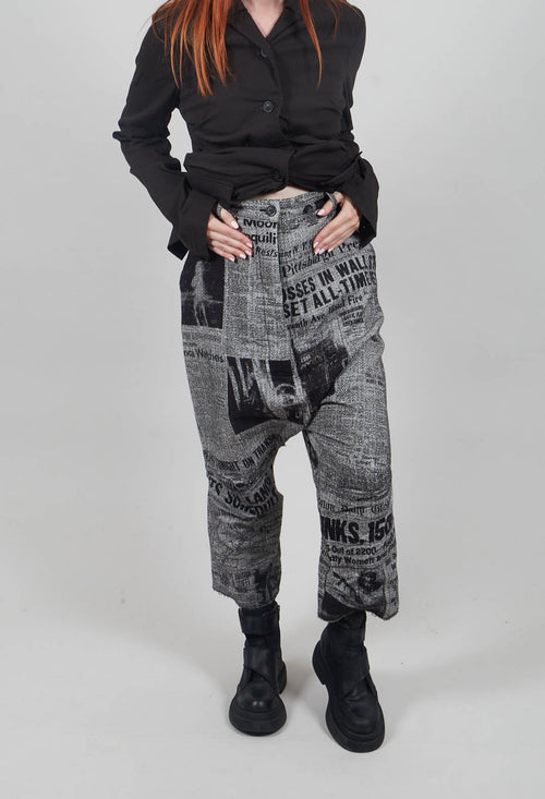 Drop Crotch Wrinkled Trousers in Moonwalk