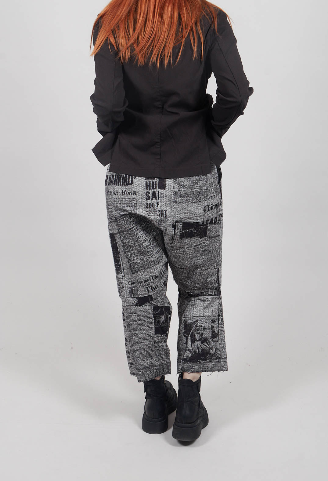 Drop Crotch Wrinkled Trousers in Moonwalk