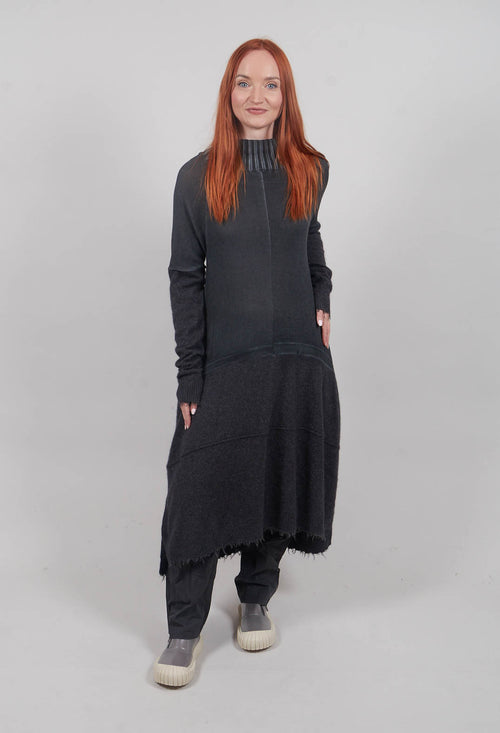Raw Hemmed Dress in Coal