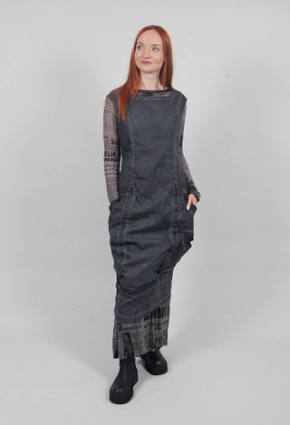 Dress with Bleached Stitching in Coal Cloud