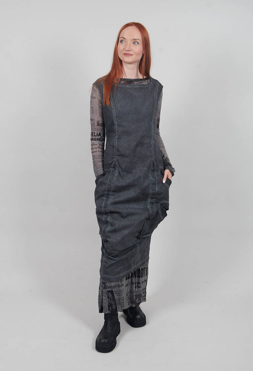 Dress with Bleached Stitching in Coal Cloud