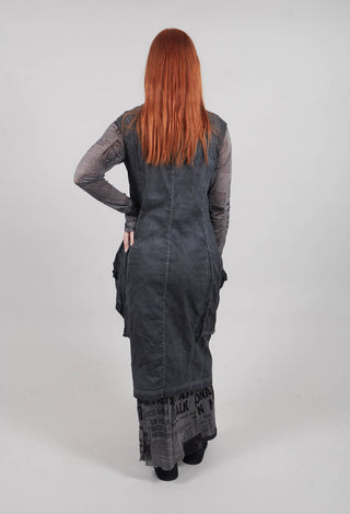 Dress with Bleached Stitching in Coal Cloud