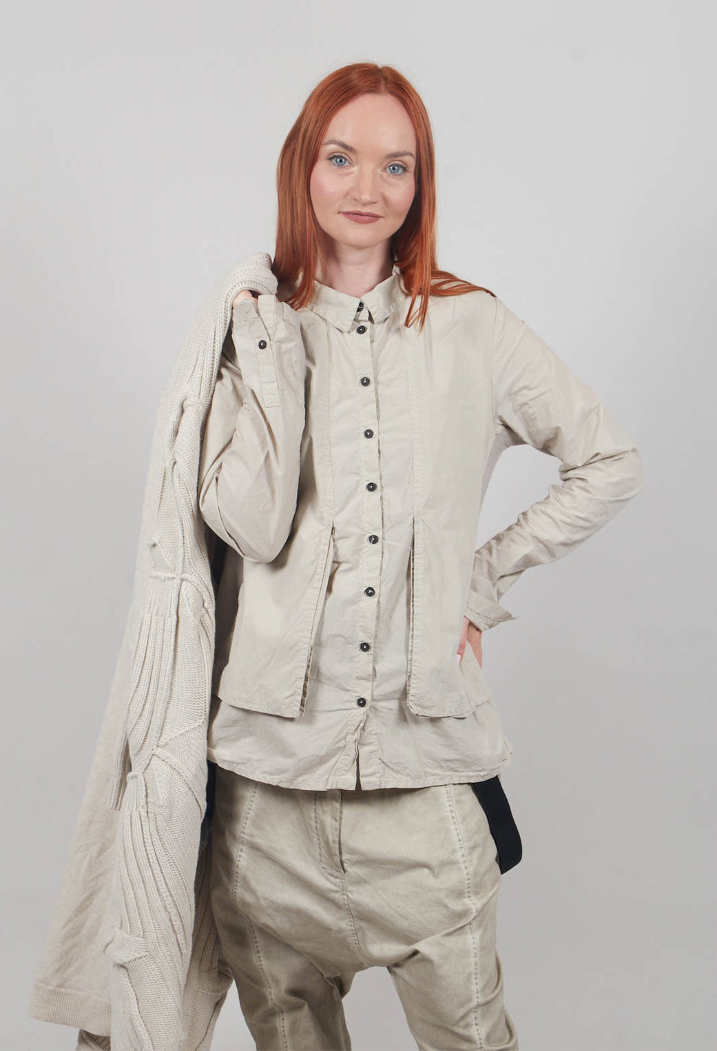 Layered Fabric Shirt in Eraser
