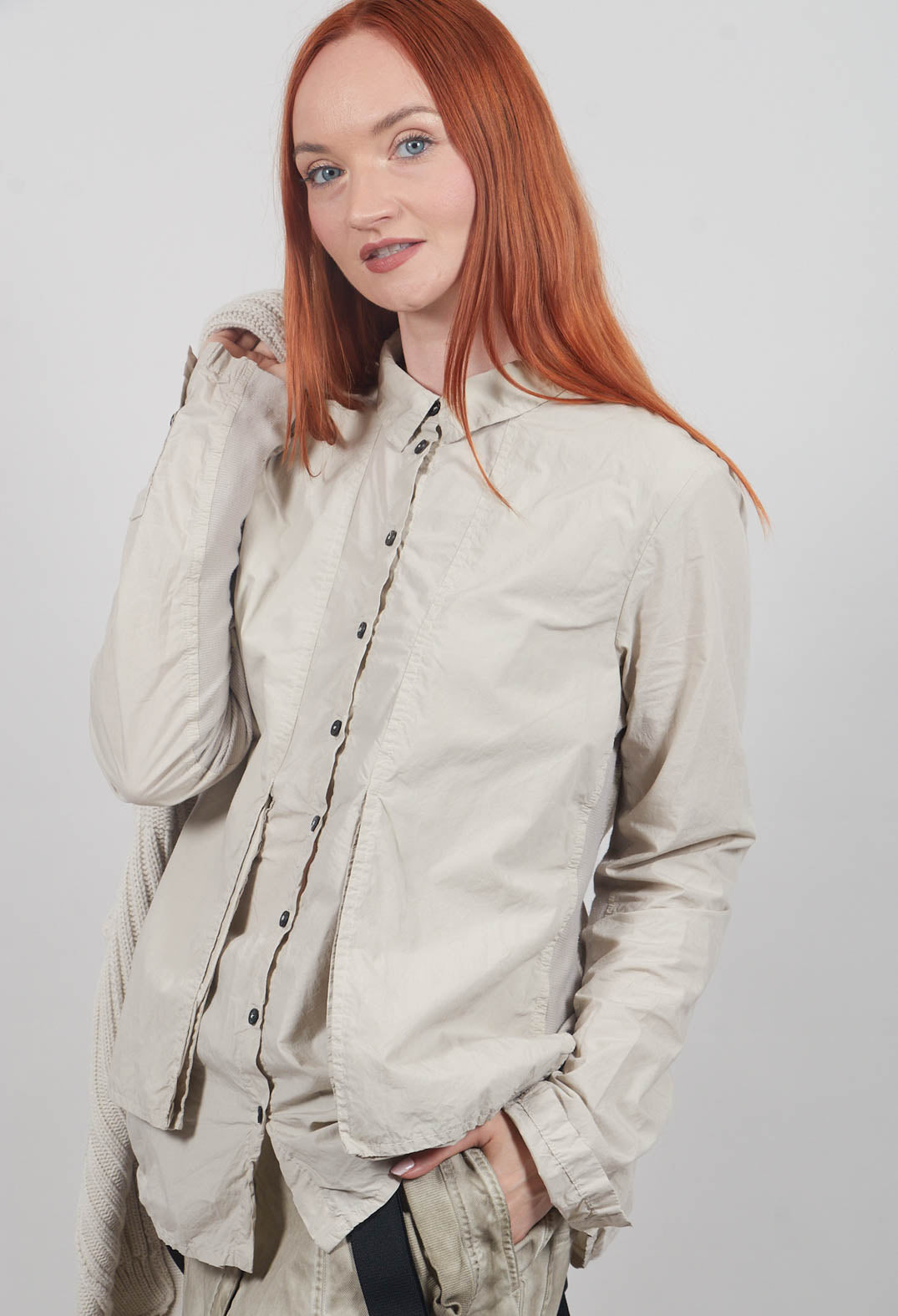 Layered Fabric Shirt in Eraser