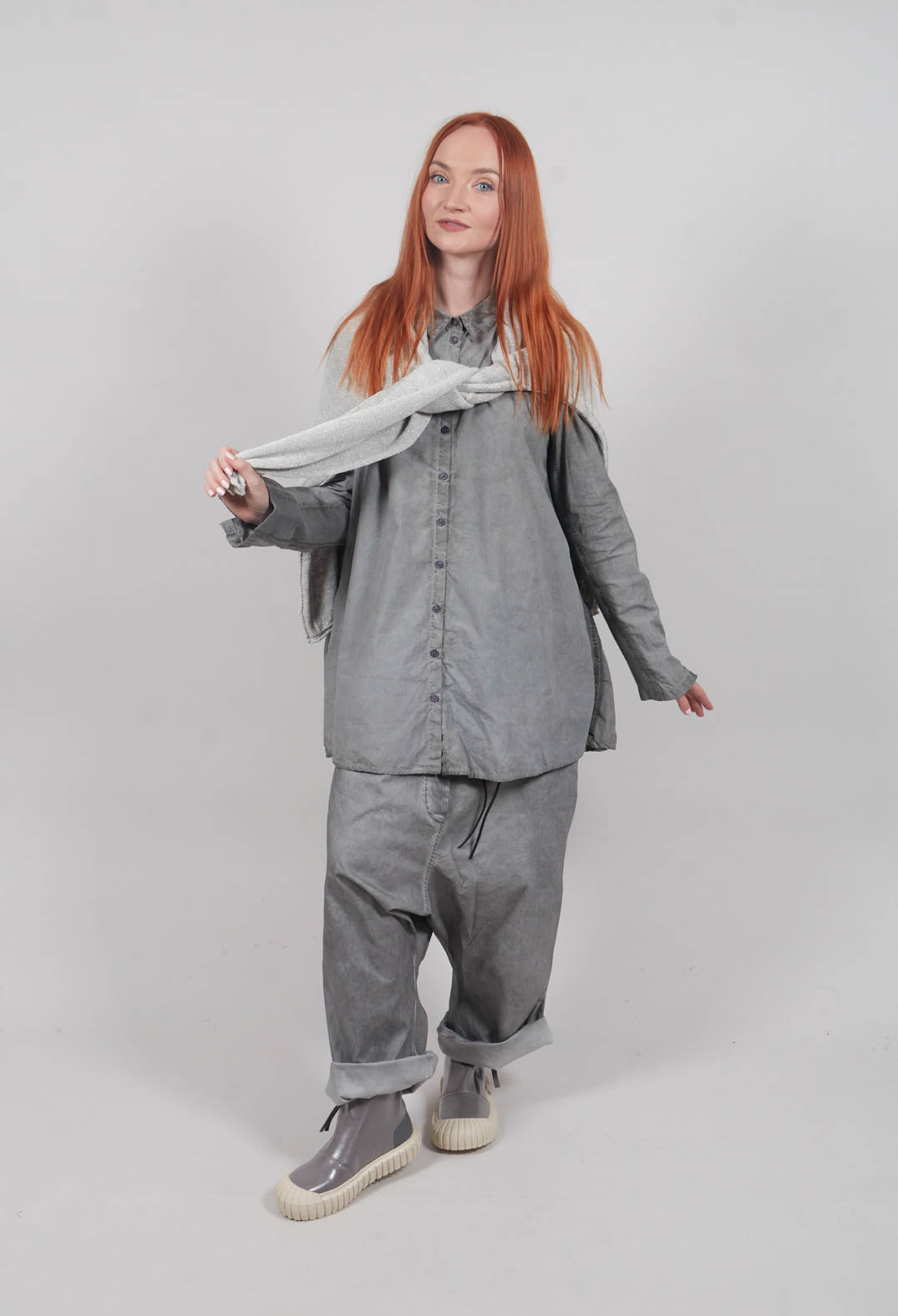 Relaxed Fit Shirt in Pencil Cloud