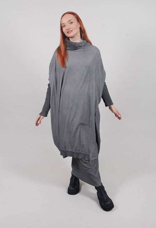 Draped Neckline Sweater Dress in Pencil Cloud