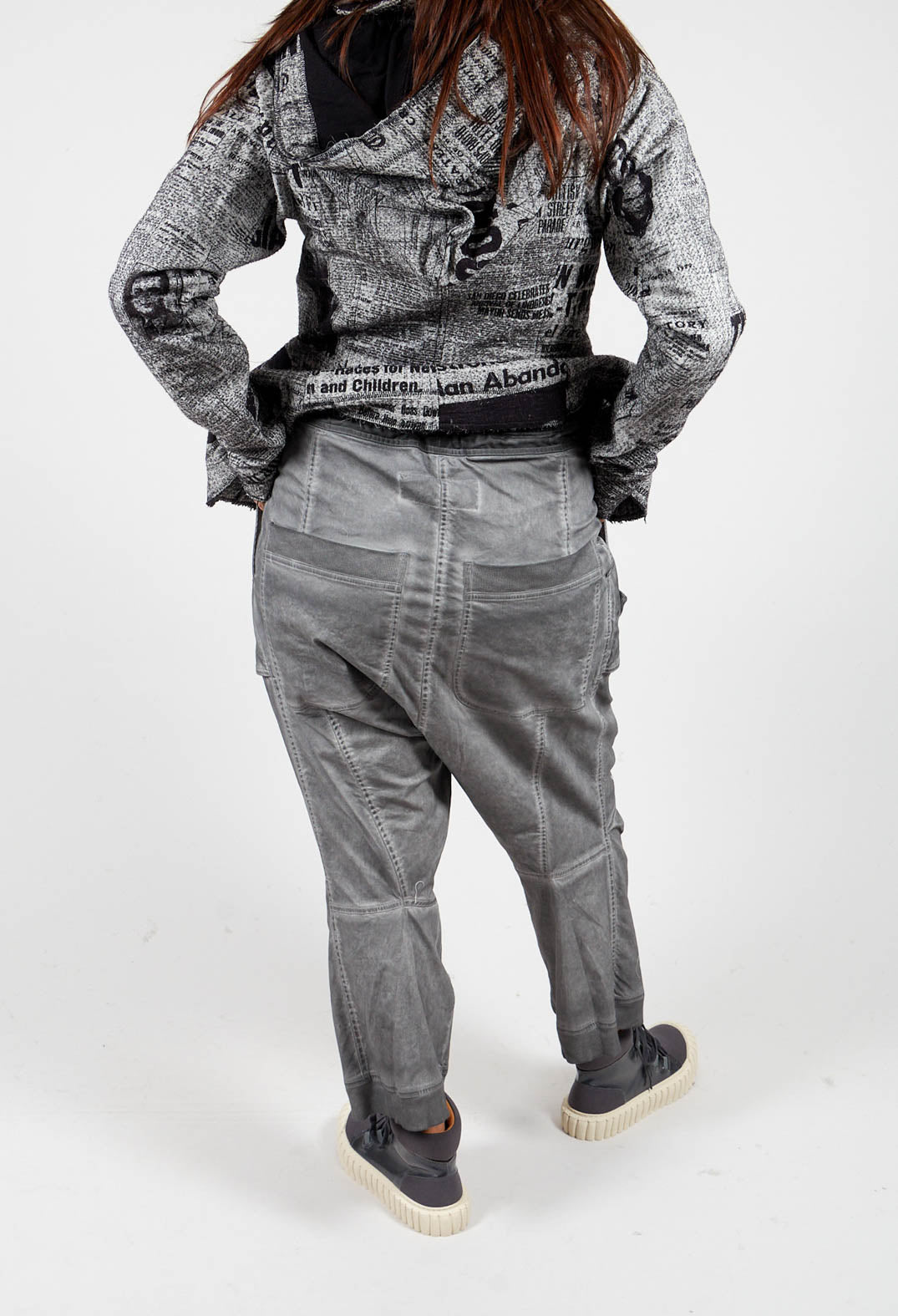 Trousers with Pull Toggle Waist in Pencil Cloud