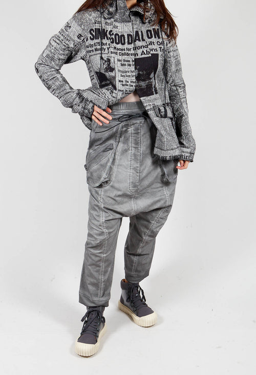 Trousers with Pull Toggle Waist in Pencil Cloud
