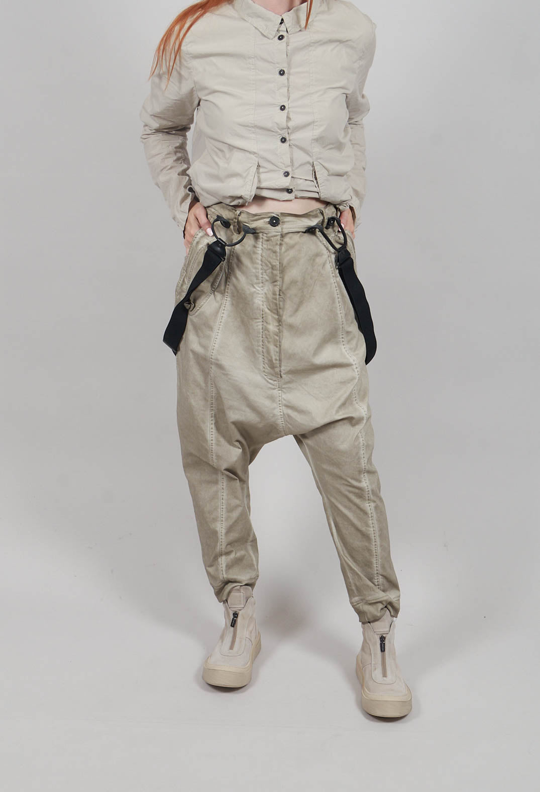 Trousers with Suspenders in Eraser