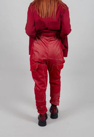 Low Rise Drop Crotch Trousers in Cardinal Flock