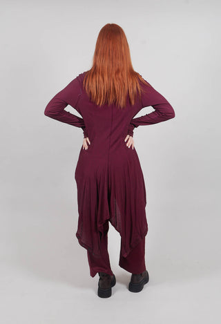 Button Front Top in Merlot Cloud
