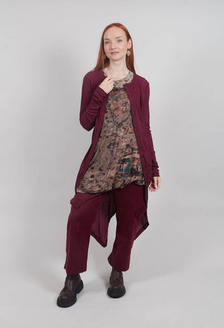 Button Front Top in Merlot Cloud