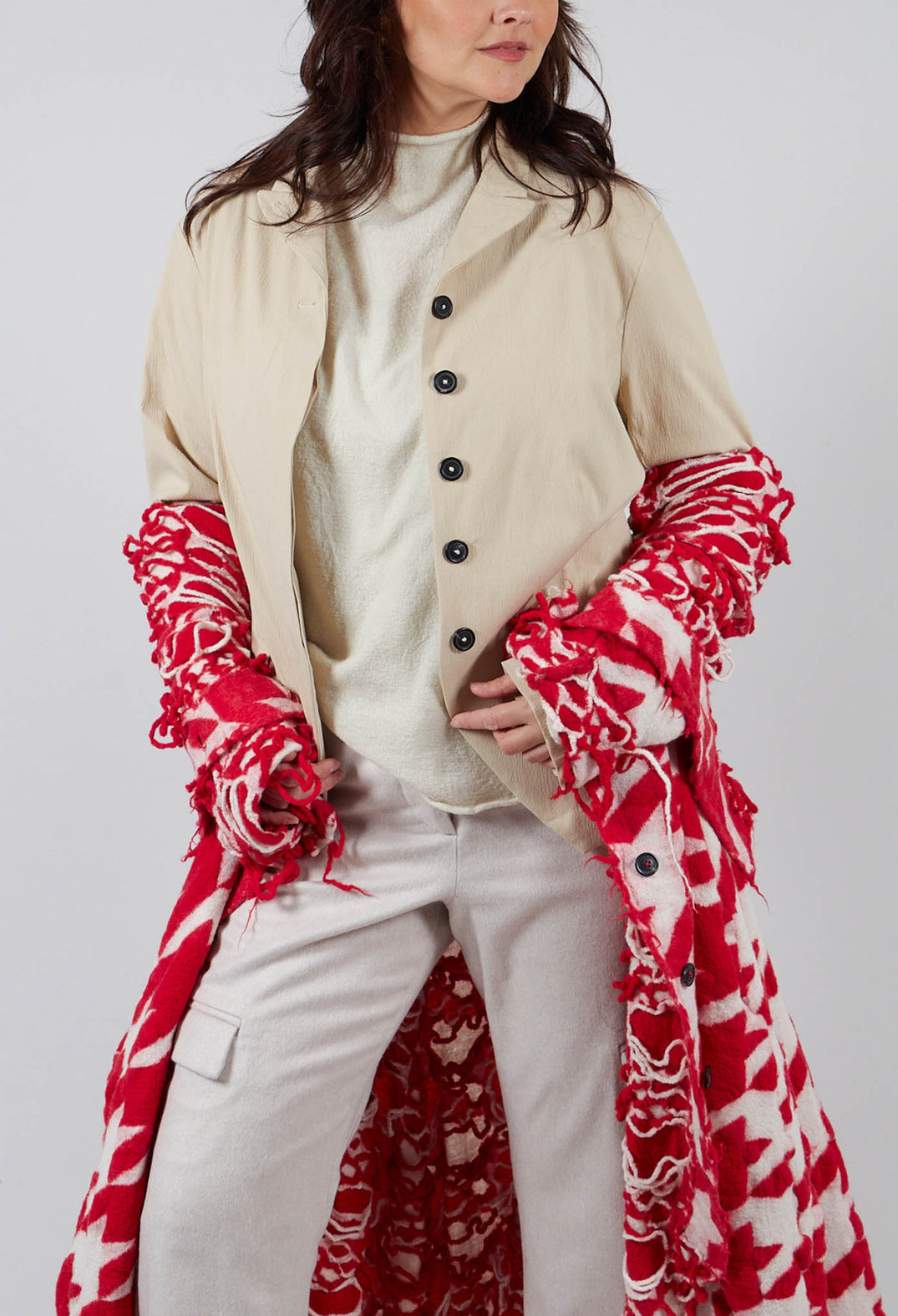 Slim Double Button Jacket in Bone
